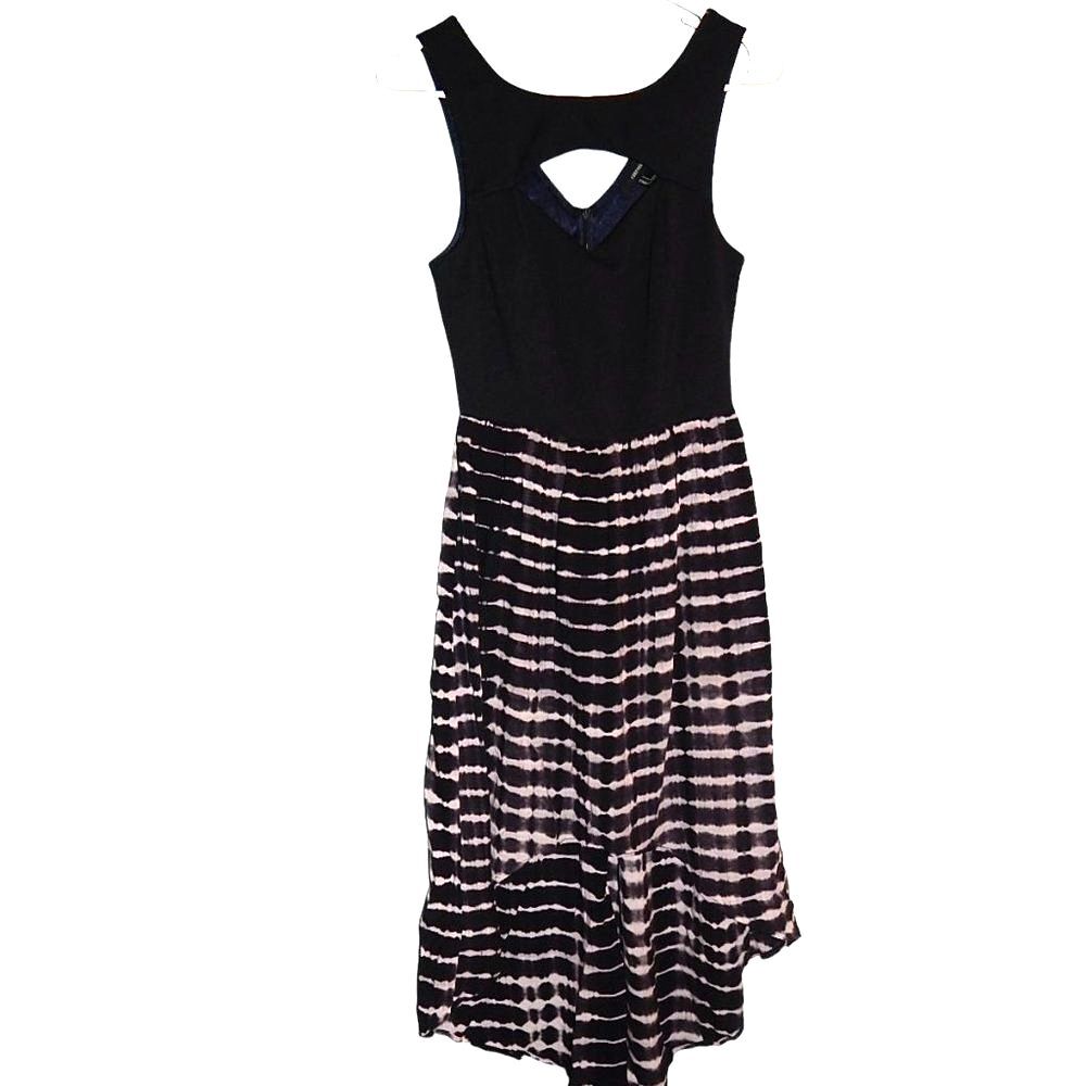 Forever21 women’s small black pink tie‑dye stripe high low flowy tank dress